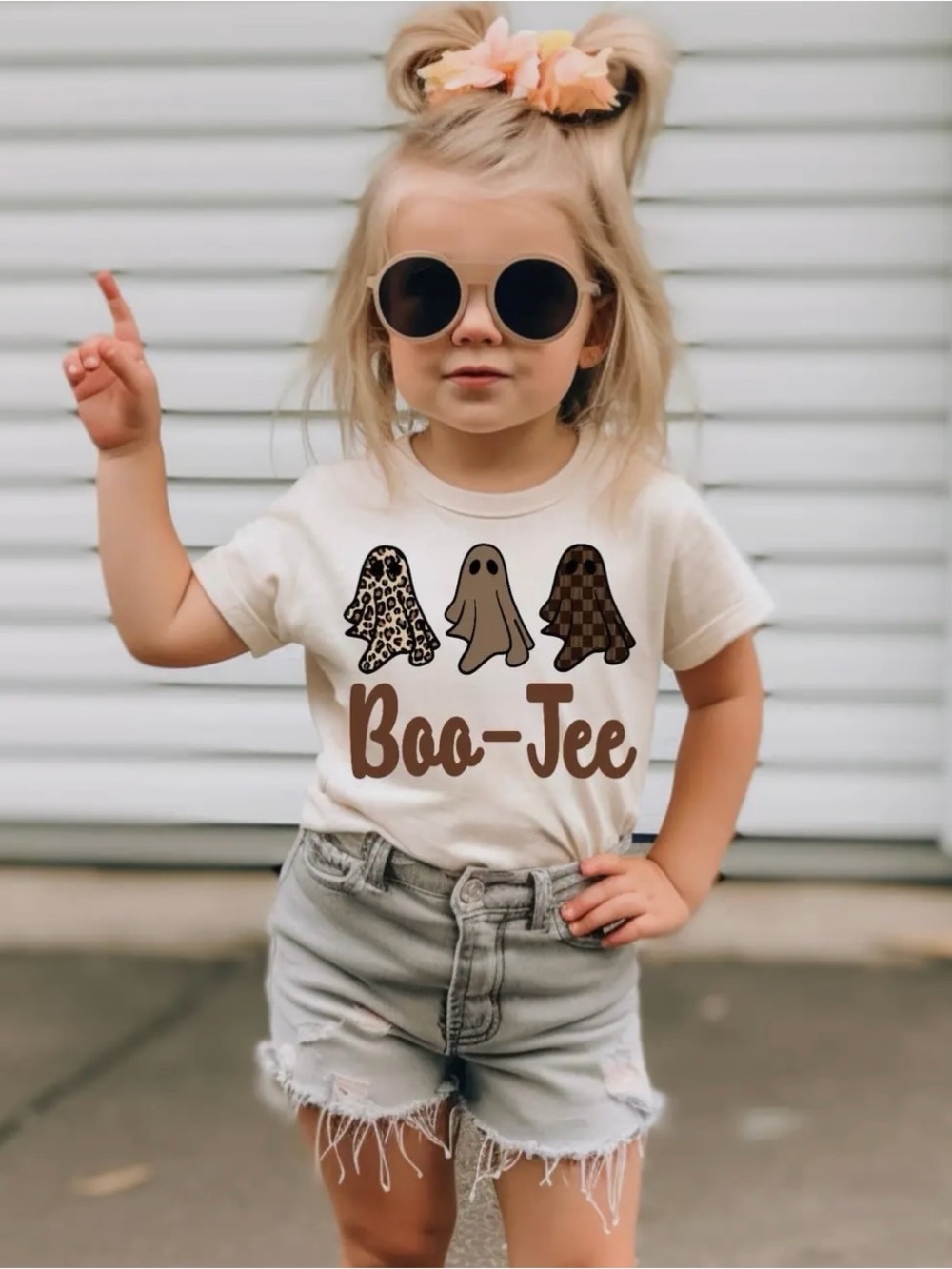 Girls' Cream Short-Sleeve Boo-Tee Halloween Graphic Tee